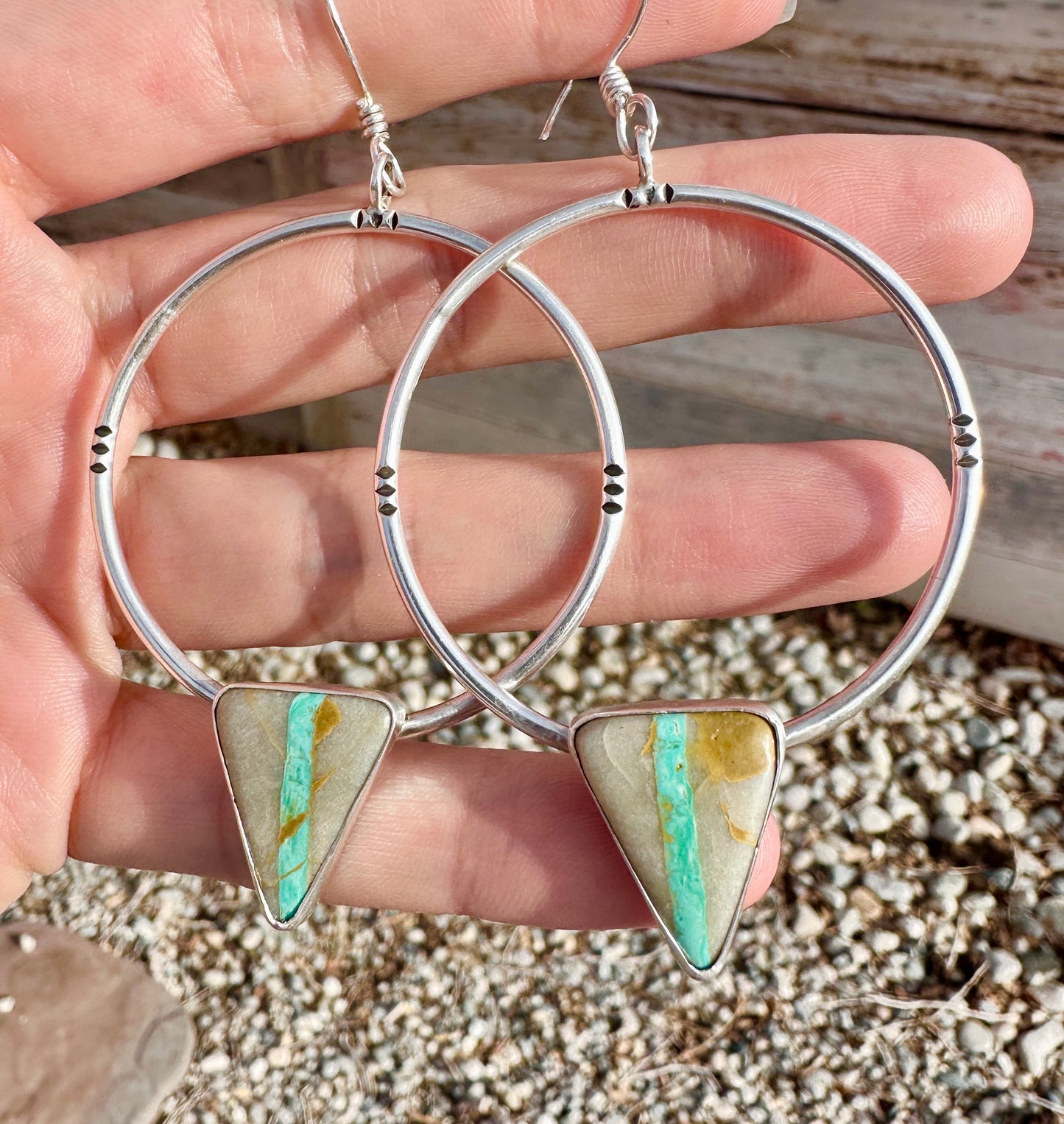 Royston Ribbon Turquoise Dangle Hoops