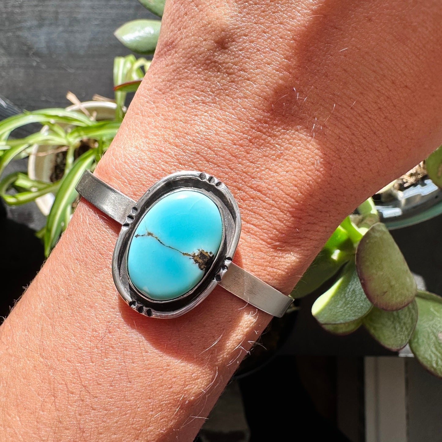 Oval General Thomas Turquoise Cuff Bracelet - Size M/L