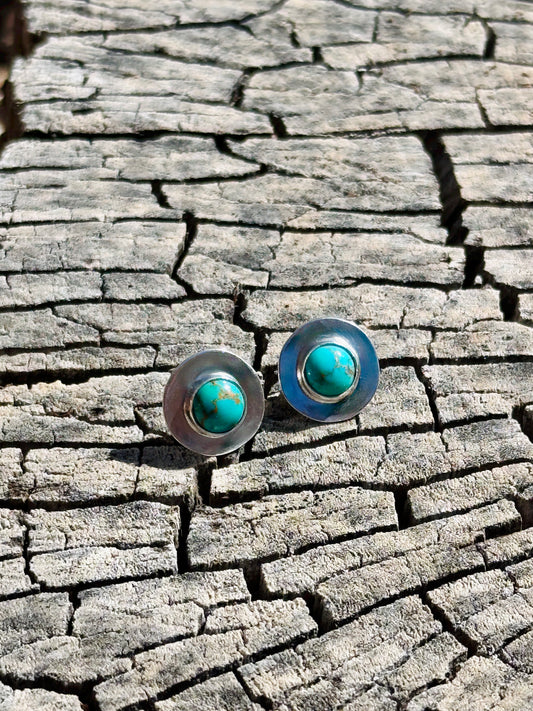 Turquoise Stud Earring Pair - Classic Design