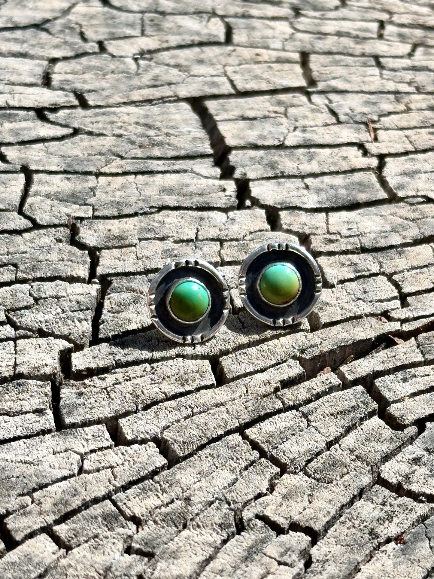 Turquoise Stud Earring Pair - Shadow Box Design